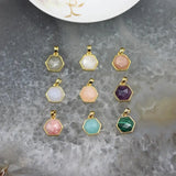 Faceted Hexagon Slab Earrings Charms Bulk, Quartz Labradorite Amethysts