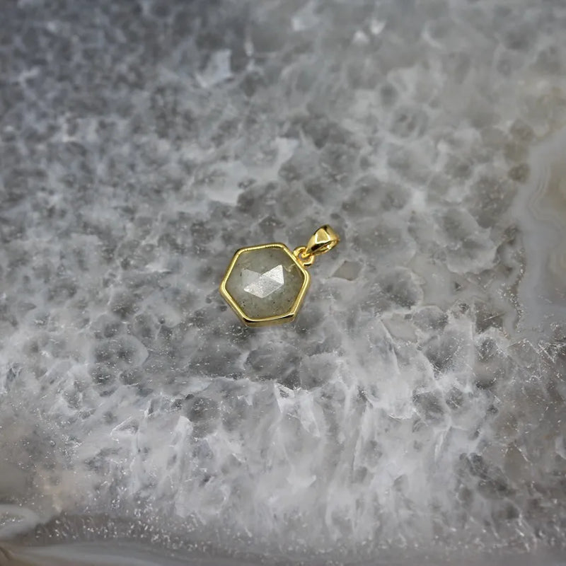 Faceted Hexagon Slab Earrings Charms Bulk, Quartz Labradorite Amethysts