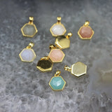 Faceted Hexagon Slab Earrings Charms Bulk, Quartz Labradorite Amethysts