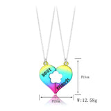 Colorful Heart Broken Love Couple Pendant Necklace Friendship Jewelry Gift