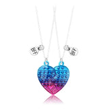 Colorful Heart Broken Love Couple Pendant Necklace Friendship Jewelry Gift
