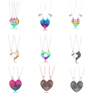 Colorful Heart Broken Love Couple Pendant Necklace Friendship Jewelry Gift