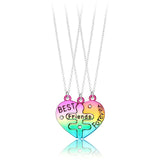 Colorful Heart Broken Love Couple Pendant Necklace Friendship Jewelry Gift