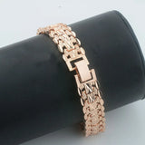 Rose Carving Wide Bracelets Toggle Lock Hot Jewelry