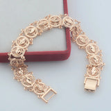 Rose Carving Wide Bracelets Toggle Lock Hot Jewelry