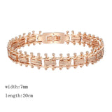 Rose Carving Wide Bracelets Toggle Lock Hot Jewelry