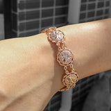 585 Rose Bangle Bracelet for Women Girls Vine Patterned Chain