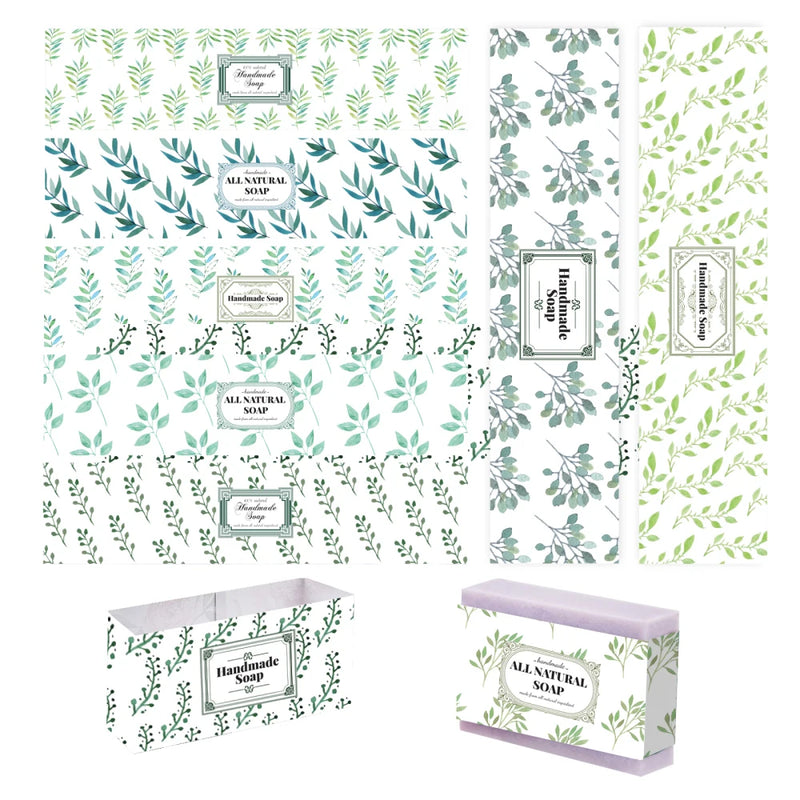 Leaf Soap Wrapper, 90pcs Homemade Paper Wrap Tape Plant Soap Tape Labels