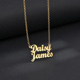 Heart Couple Names Necklace Stainless Steel for Girlfriend Wife