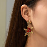 Stainless Steel Irregular Pearl Flower Earrings for Women
