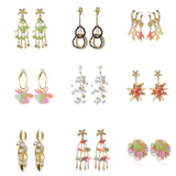 Stainless Steel Irregular Pearl Flower Earrings for Women