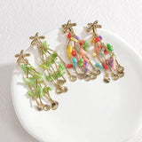 Stainless Steel Irregular Pearl Flower Earrings for Women