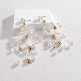 Stainless Steel Irregular Pearl Flower Earrings for Women