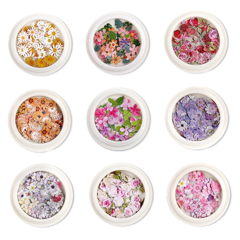 9 Wood Pulp Sheets DIY 3D Flower Nail Decal Stickers for UV Epoxy Resin Molds