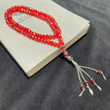 Crystal Rope Chain Muslim Tasbih Prayer Glass Beads Bracelet
