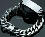 9" 15mm Stainless Steel Polished Link Chain Men ID Bracelet