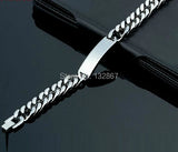 9" 15mm Stainless Steel Polished Link Chain Men ID Bracelet