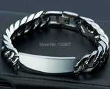 9" 15mm Stainless Steel Polished Link Chain Men ID Bracelet