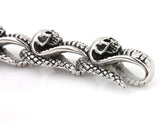 9" Stainless Steel Skull Heads Bracelet Punk Biker Jewelry