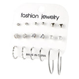 9 Pairs/Set Simulated Pearl Stud Earrings Women Flower Piercing Earring Set
