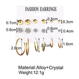 9 Pairs/Set Simulated Pearl Stud Earrings Women Flower Piercing Earring Set