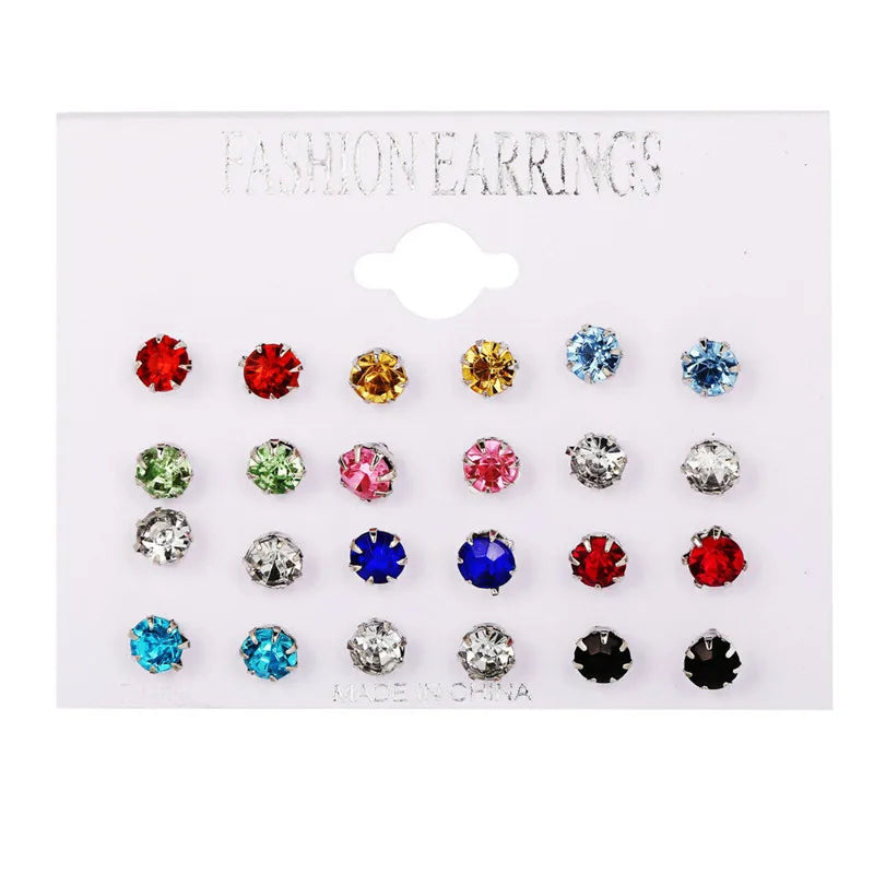 9 Pairs/Set Simulated Pearl Stud Earrings Women Flower Piercing Earring Set