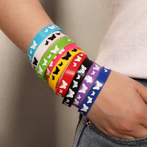 Silicone Rubber Wristband Butterflies Bracelet For Basketball Fans