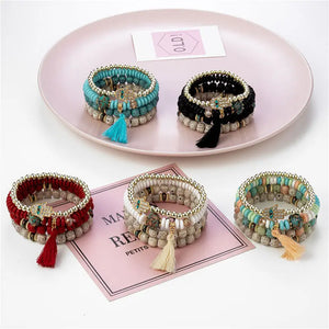 Bohemian Ethnic Bracelet Bergamot Turquoise Tassel Beaded Jewelry Gift