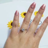 Zircon Stone Ring Tibetan Silver Engagement Wedding Band Ring