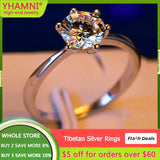Zircon Stone Ring Tibetan Silver Engagement Wedding Band Ring