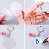 90 Pcs DIY Acrylic Discs Keychain Set with Tassels