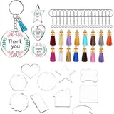 90 Pcs DIY Acrylic Discs Keychain Set with Tassels