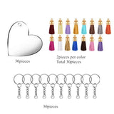 90 Pcs DIY Acrylic Discs Keychain Set with Tassels