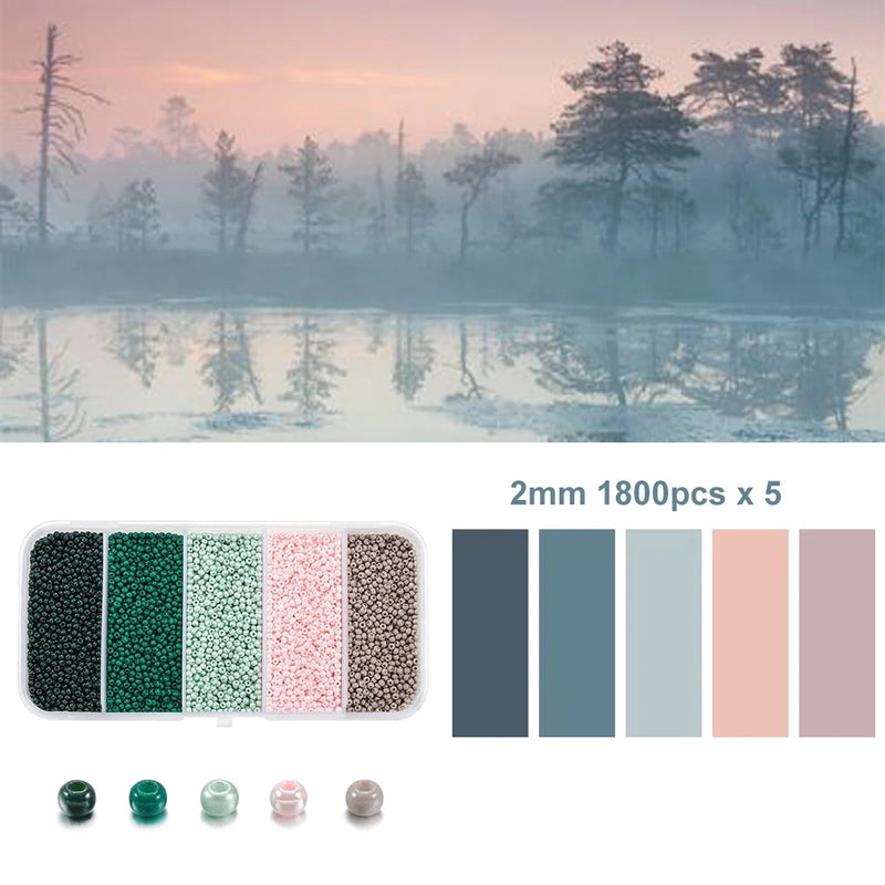 9000Pcs 2mm Crystal Seed Bead Spacer Glass Beads Set