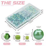 900pcs Green Glass Beads Jewelry Making Kit 8mm Round Beads 4mm Bicone Crystal