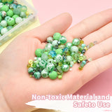 900pcs Green Glass Beads Jewelry Making Kit 8mm Round Beads 4mm Bicone Crystal
