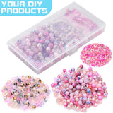 900pcs Pink Glass Beads Jewelry Making Kit