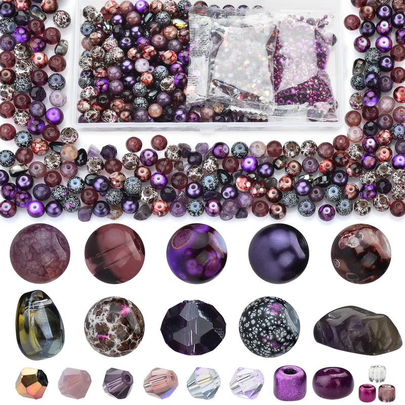 900pcs Purple Glass Beads for Jewelry Making DIY Necklace Bracelet