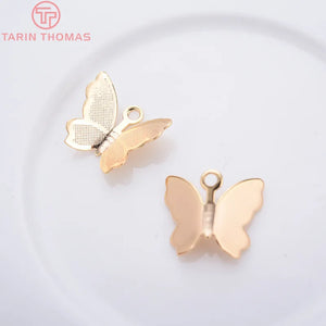 20PCS 24K Brass Butterfly Charms Pendants for DIY Jewelry