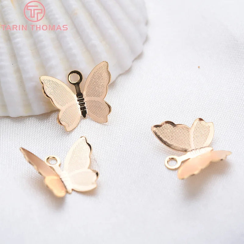 20PCS 24K Brass Butterfly Charms Pendants for DIY Jewelry