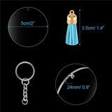 90Pcs Acrylic Clear Circle Discs Keychain Set Round DIY Accessories