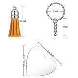 90Pcs Clear Heart Keychain Blanks and Tassel Key Rings for DIY Crafts