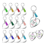 90Pcs Acrylic Heart Keychain Blanks with Tassel Key Rings for DIY Crafts