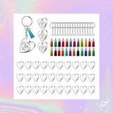 90Pcs Acrylic Heart Keychain Blanks with Tassel Key Rings for DIY Crafts