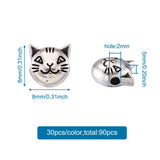 90Pcs Tibetan Style Cat Head Spacer Beads 8x8mm