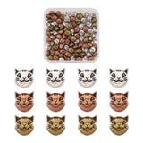 90Pcs Tibetan Style Cat Head Spacer Beads 8x8mm
