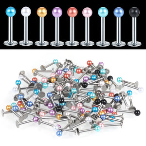 90pcs Acrylic Ball Lip Labret Rings Stainless Steel Barbell Ear Tragus