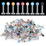 90pcs Acrylic Ball Lip Labret Rings Stainless Steel Barbell Ear Tragus