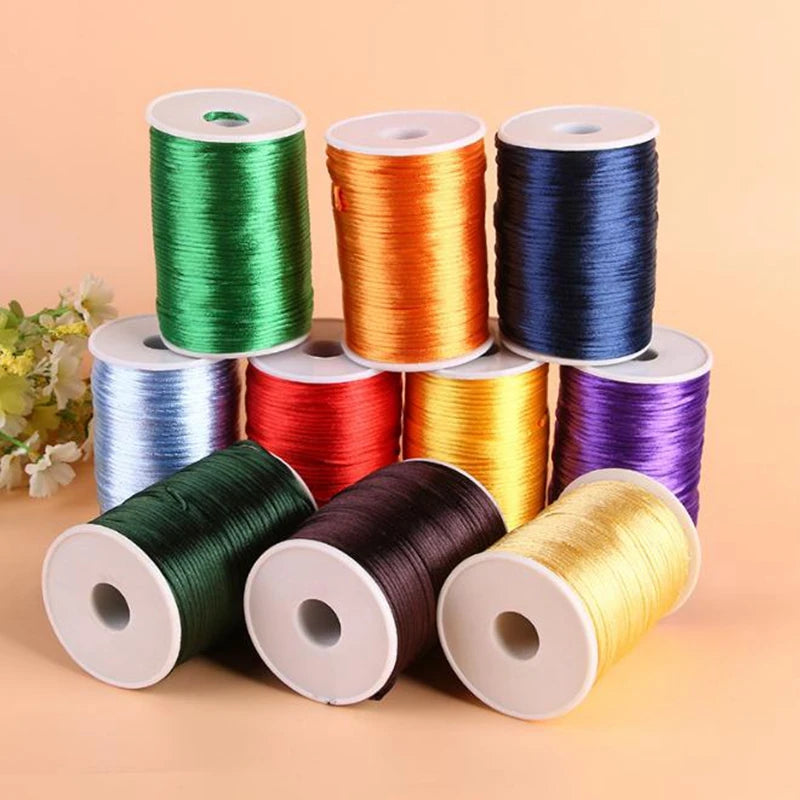 90m Colorful Chinese Knot Satin Nylon Braided Cord Rope Beading Macrame Thread