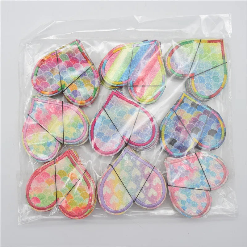 90pcs Love Embroidered DIY Clothing Patch Golden Onion Cloth Paste